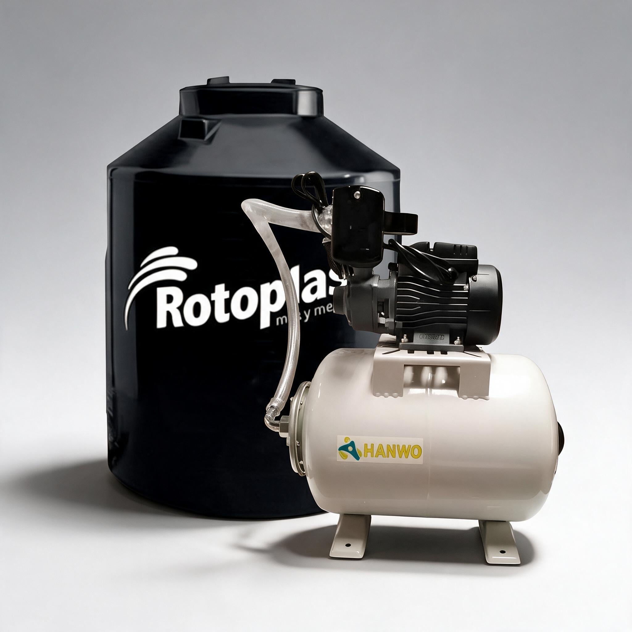 ROTOPLAS 1000LTS + BOMBA PRESION HANWO 1/2HP CON TANQUE 24LTS