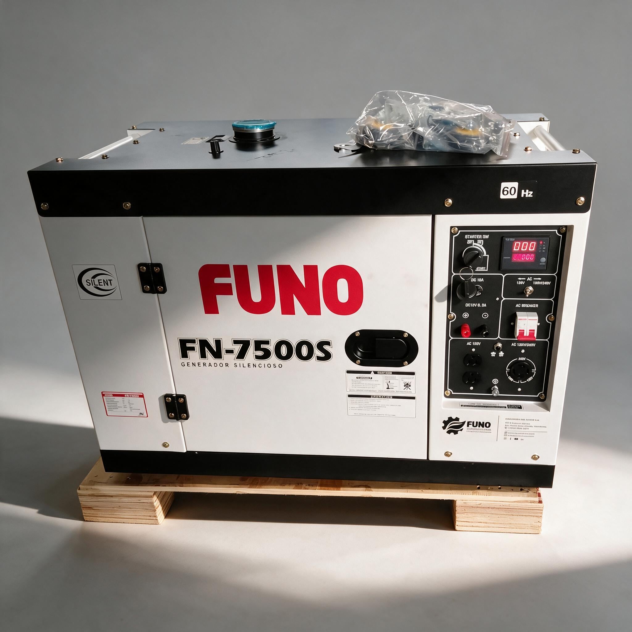 GENERADOR DIESEL FUNO 7.5 KW MONOFÁSICO INSONORIZADO CON ATS